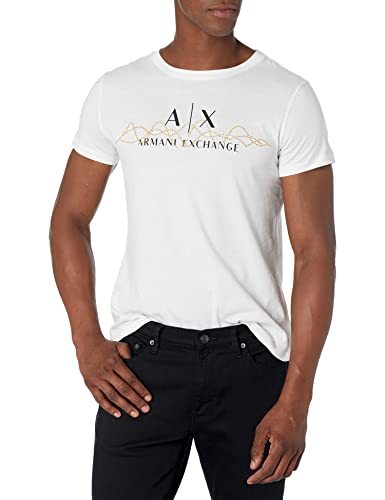 Armani Exchange Damska koszulka z logo w kropki, biały, L