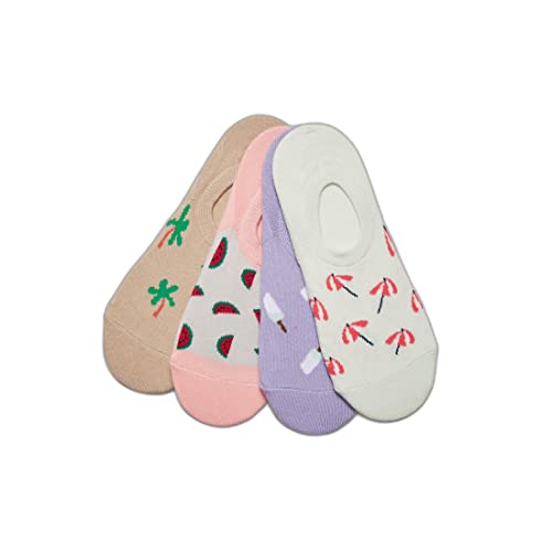 Urban Classics Skarpety unisex z recyklingu, Yarn Invisible Summer Socks 4-pak, skarpety do sneakersów z różnymi wzorami dla mężczyzn i kobiet, rozmiary 35-50, wielokolorowy, 35-38 EU
