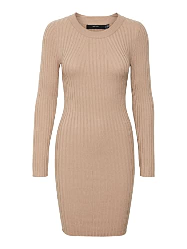 VERO MODA Damska sukienka z dzianiny VMKIKI LS O-Neck Dress GA NOOS, silver mink, XS