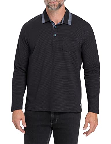 Pioneer Męska koszula polo, czarny w paski, XXL