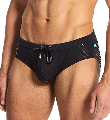 Hom Clubber Swim Mini spodenki kąpielowe męskie, Błyszczący Nadruk w Tonie Czarnym, S