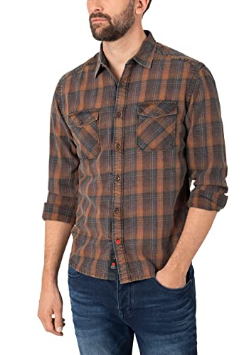 Timezone Męska koszula flanelowa, Brown Anthra Check, XL