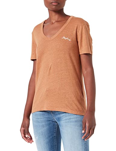 Replay Koszulka damska, 344 brązowy cukier, XL