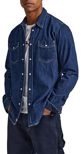 Pepe Jeans Koszula męska Hammond, Niebieski (Denim-xv9), L