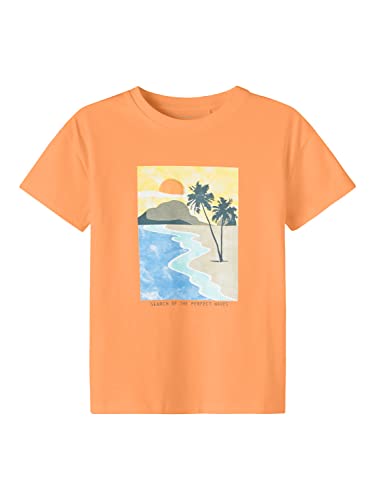 NAME IT Chłopięcy T-shirt Nkmhalvin Ss Top, Mock Orange, 134-140