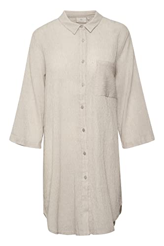 KAFFE damska koszula sukienka 3/4 rękaw tunika długi, Savannah Tan/Chalk Stripe, 38