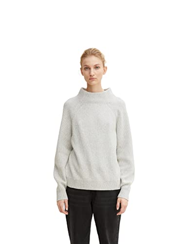 TOM TAILOR Damski Sweter z dzianiny ze stójką 1034055, 30282 - Concrete Grey Melange, 3XL
