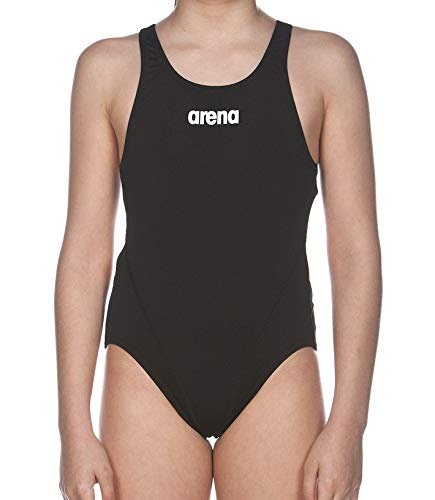 Arena Kostium kąpielowy dla dziewcząt Solid Swim Tech Jr czarny czarny (czarny/biały) 117 (Herstellergröße: 117)