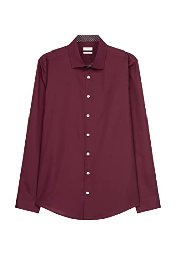 Seidensticker Męska koszula biznesowa – koszula bez prasowania o wąskim kroju – slim – długi rękaw – kołnierz kent – 100% bawełna, czerwony (Weinrot), 42