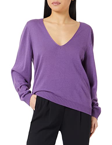 Sisley Damski sweter z dekoltem w serek L/S 109MM400E, fioletowy 1Y1, XL