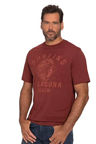 JP 1880 Męski t-shirt z rękawami do połowy, nadruk surfingowy, okrągły dekolt, kolor rdzy, XL