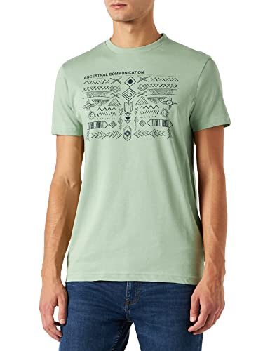 Springfield Męski t-shirt z krótkim rękawem, regularny krój, jasnoniebieski, XS, jasnoniebieski, XS