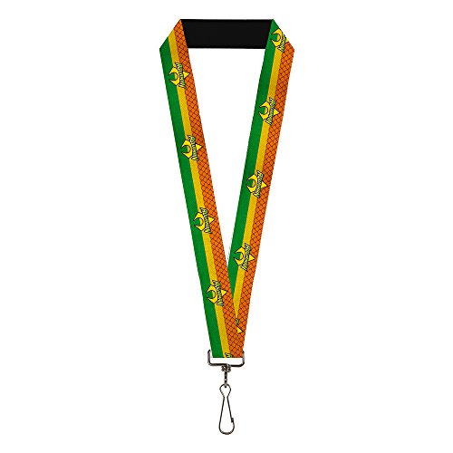 Klamra w dół męska smycz - Aquaman brelok, Aquamarine Logo Scales/Stripe Orange/Yellow/Green, Jeden rozmiar