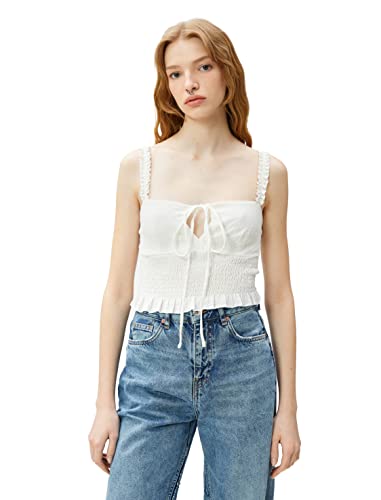 Koton Damski tank top z materiału wiskozowego, biały (000), 38