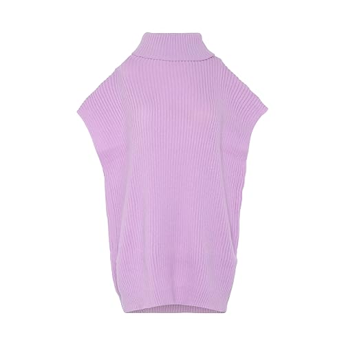 Blonda Damska kamizelka z golfem bez rękawów, z dzianiny, lawendowa, rozmiar M/L, lawendowy, M