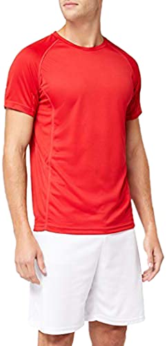 Lower East T-shirt męski, funkcyjny, oddychający, męski, na co dzień, z okrągłym dekoltem, Męskie, czerwony, L