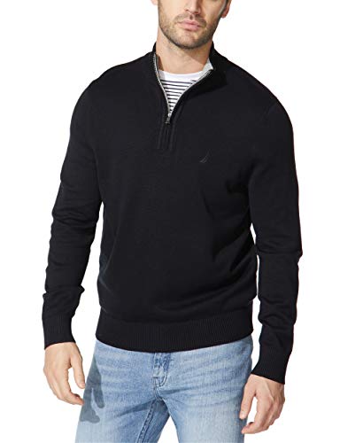 Nautica Sweter męski z zamkiem 1/4, True Black, S