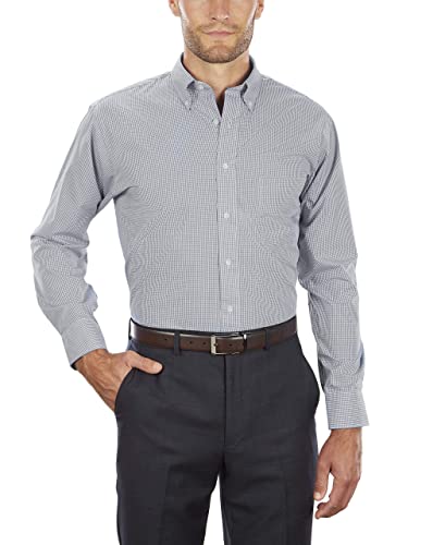 Van Heusen Męska koszula o regularnym kroju Gingham Button Down Collar Dress Shirt Klasyczna koszula, czarny, S