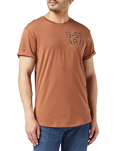 G-STAR RAW Męski T-shirt Lash Small Graphic Relaxed, brązowy (Raw Hide 336-c740), M