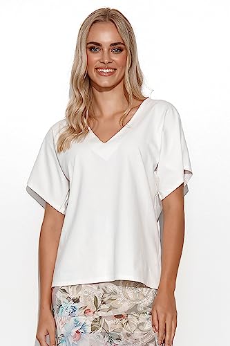 Makadamia, Bluzka damska M776 kremowa, rozmiar 40/42, kremowy, 40-42