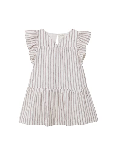 Gocco Sukienka z falbanką w paski na rękawie dla dziewczynek, Złamany biały, 5-6 lat