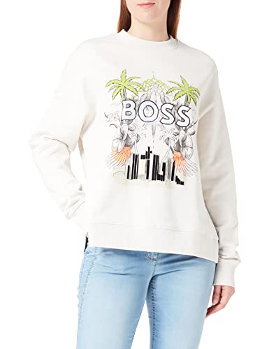 BOSS Bluza damska C_eslit_Print, Open White118, L