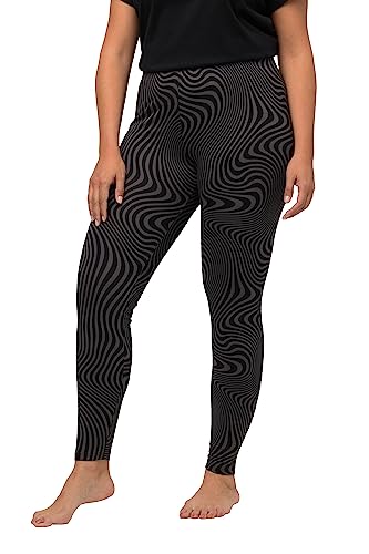 Ulla Popken Damskie legginsy z dżerseju, z nadrukiem, elastyczny ściągacz, antracytowy, 54/56/Duże rozmiary