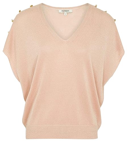 Morgan damski sweter z krótkim rękawem MCOTCHI jasnoróżowy TXS, Nude, XS