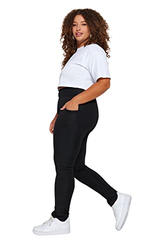 Trendyol Damskie damskie legginsy sportowe z wysokim stanem Skinny Fit Plus Size, Czarny, XXL-Plus