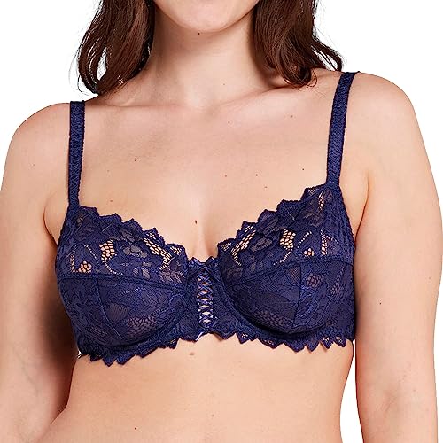 Sans Complexe - Arum - Koronkowy biustonosz z fiszbinami - Klasyczny - Kobiety, Niebieska wstążka, 80G