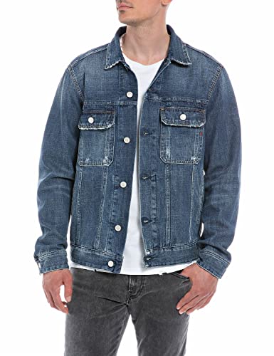 Replay męska kurtka jeansowa z bawełny, 007 Dark Blue, S