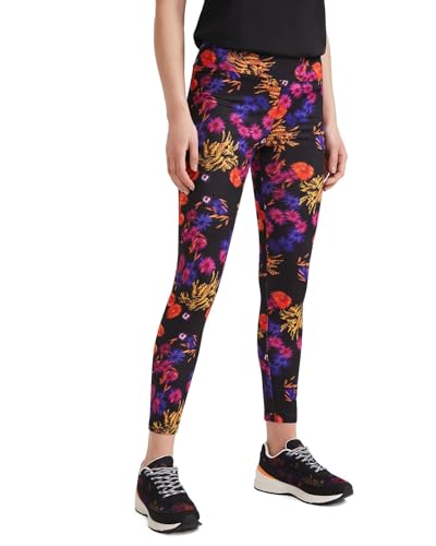 Desigual Legginsy damskie do biegania, Czarny, M