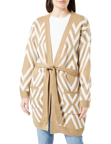 NALLY dzianinowy kardigan, beżowy i złamany biały, XL/XXL damski, Beżowy i złamana biel, XL-XXL