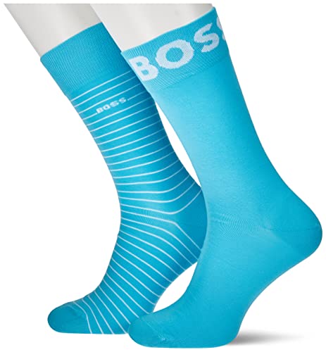 BOSS Męskie skarpety 2P RS Marc Col CC - dwupak - średniej wysokości skarpety z elastycznej bawełny, Open Blue462, 39-42 EU
