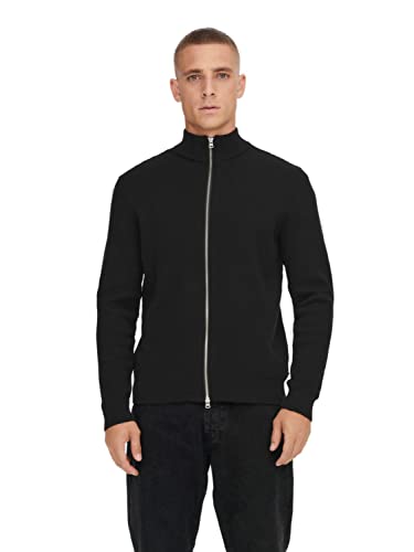 ONLY & SONS Męski kardigan z dzianiny strukturalnej, czarny, S