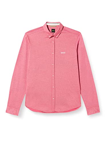BOSS BIADO R Regular -Fit męska koszula z dwukolorowej bawełny, Medium Pink660, 5XL
