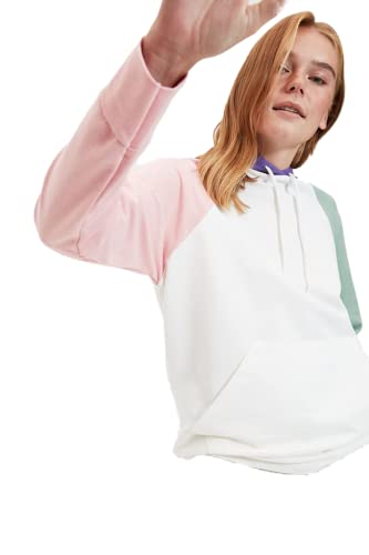 Trendyol Damska bluza z kapturem Colorblock Regular Bluza, kolorowa, S, Bardzo kolorowe