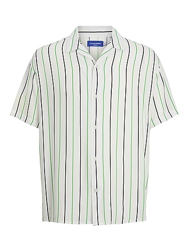 JACK & JONES Męska koszula z krótkim rękawem w paski, Cloud Dancer, M