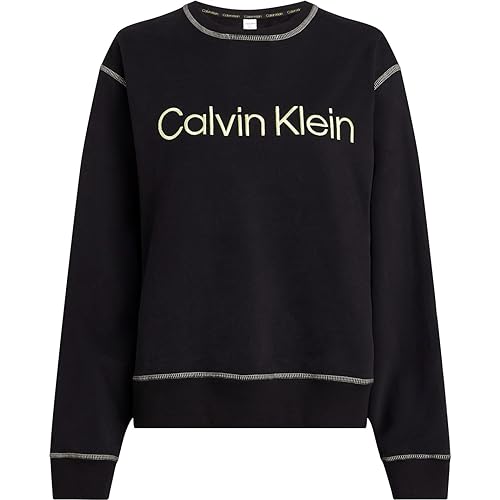 Calvin Klein Sweter damski L/S, Czarny/Sunny Lime, M