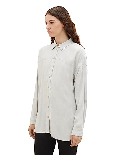 TOM TAILOR Denim Damska bluzka z długim rękawem typu Turn-Up, 32510-basic Light Grey Melange, M