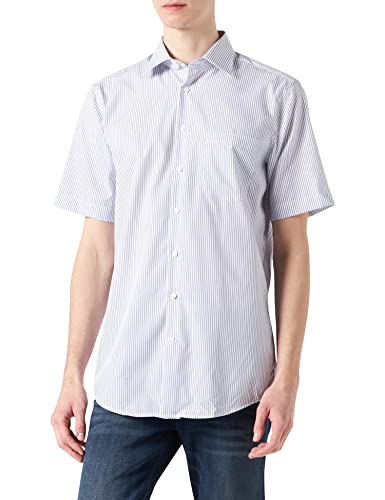 Seidensticker Męska koszula biznesowa, wielokolorowy (biały/niebieski 15), 38