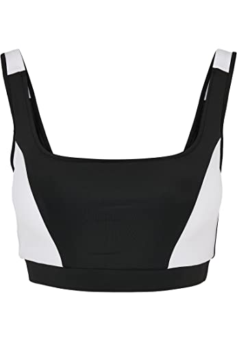 URBAN CLASSICS biustonosz sportowy damski biustonosz sportowy Jersey elastyczny w różnych kolorach dostępne rozmiary XS - 5XL, Czarny/Biały, XXL