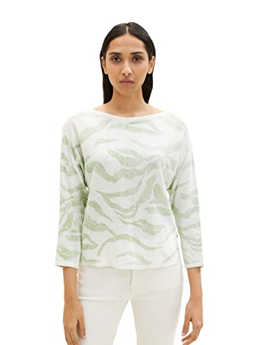 TOM TAILOR Damski sweter 1035303, 31127 - Green Wavy Knit Design, L