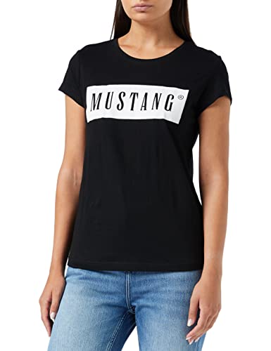 MUSTANG Damska koszulka z logo Alina C, Black 4142, XS