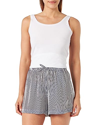 VERO MODA Women's VMBUMPY WVN NoOS szorty, śnieżnobiałe/paski: India Ink, L, Snow White/Stripes:India Ink, L