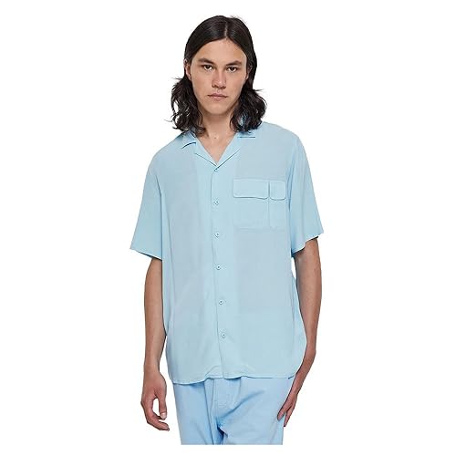 Urban Classics Koszula męska Viscose Camp Shirt Balticblue L, Balticblue, L