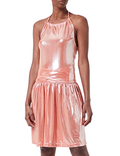 Love Moschino Damska sukienka w kolorze srebrnym powlekanym stretchem jerseyu z pasowaną talią. Sukienka, brzoskwinia, 46