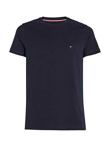 Tommy Hilfiger Męski T-shirt z krótkim rękawem Core Stretch Slim Fit, Desert Sky, S
