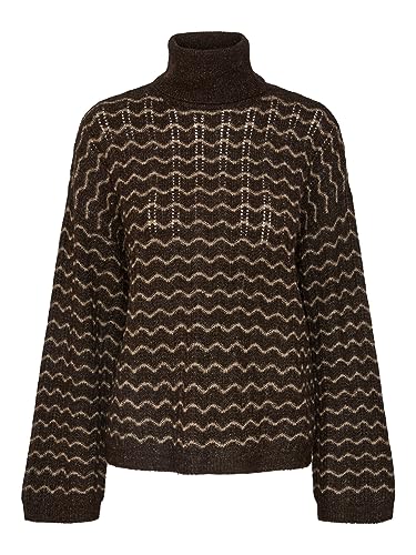 Bestseller A/S Damski sweter Pcjoyce Ls Oversize Roll Neck Knit Bc, Mole/wzór: fossil, XS