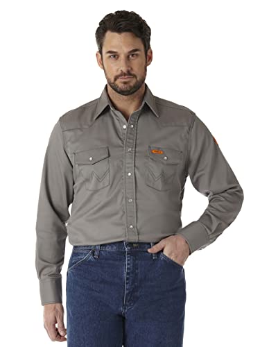 Wrangler Riggs Workwear Męska koszula robocza, odporna na płomień, z długim rękawem, z dwoma kieszeniami, antracytowy, S